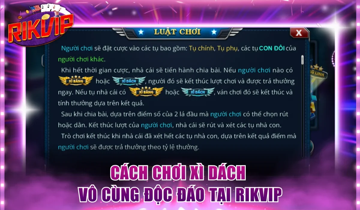 Cách chơi Xì dách vô cùng độc đáo tại Rikvip